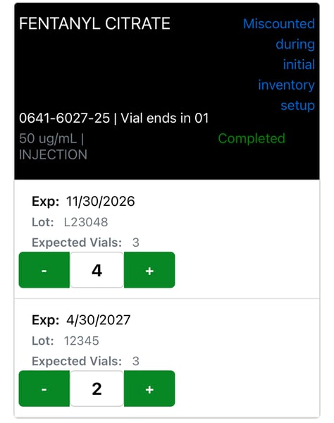 Count Adjustment Complete