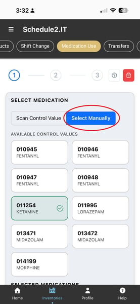 Med Use CV Manual Select