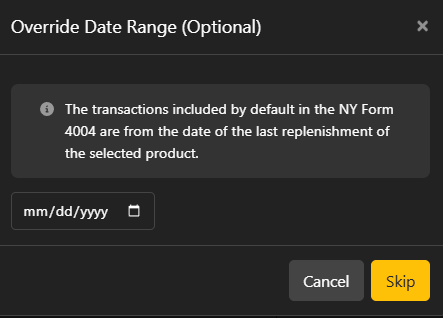 Override Date Range Form 4004