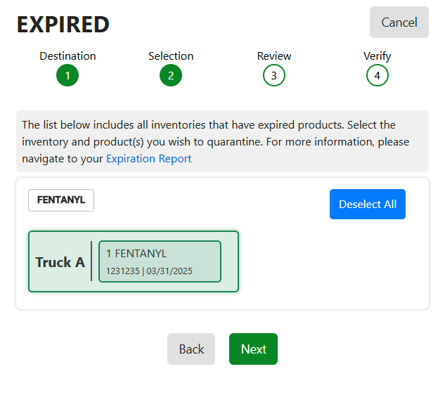 Select Expired Inventory Products